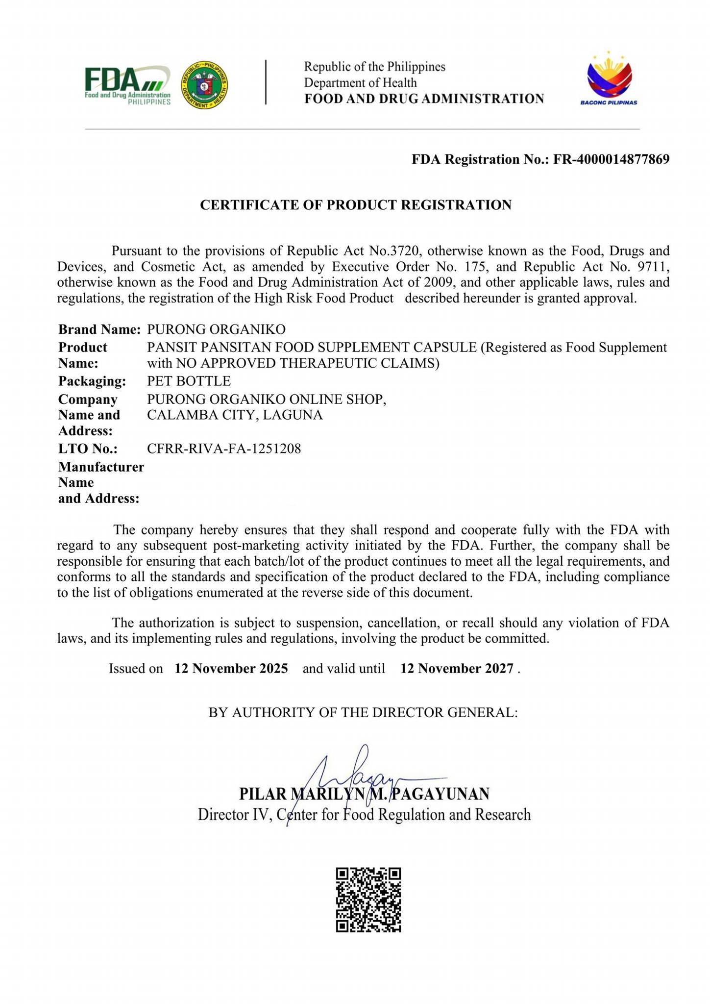 PANSIT PANSITAN CAPSULE (100 Capsules 500mg) ALL NATURALS AND ORGANIC / FDA APPROVED / BY PURONG ORGANIKO HERBAL PRODUCTS