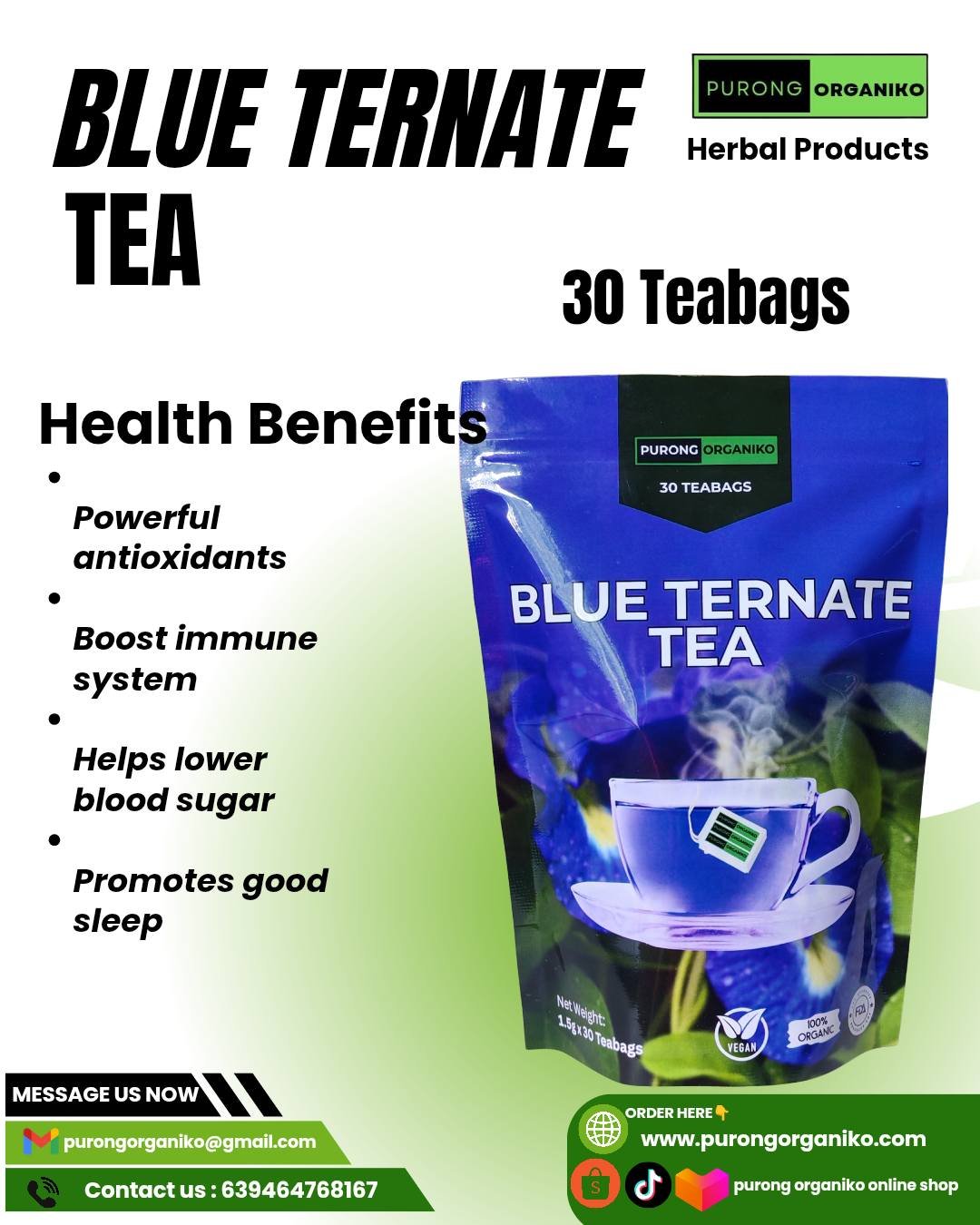 BLUE TERNATE TEA by purong organiko FDA APPROVED