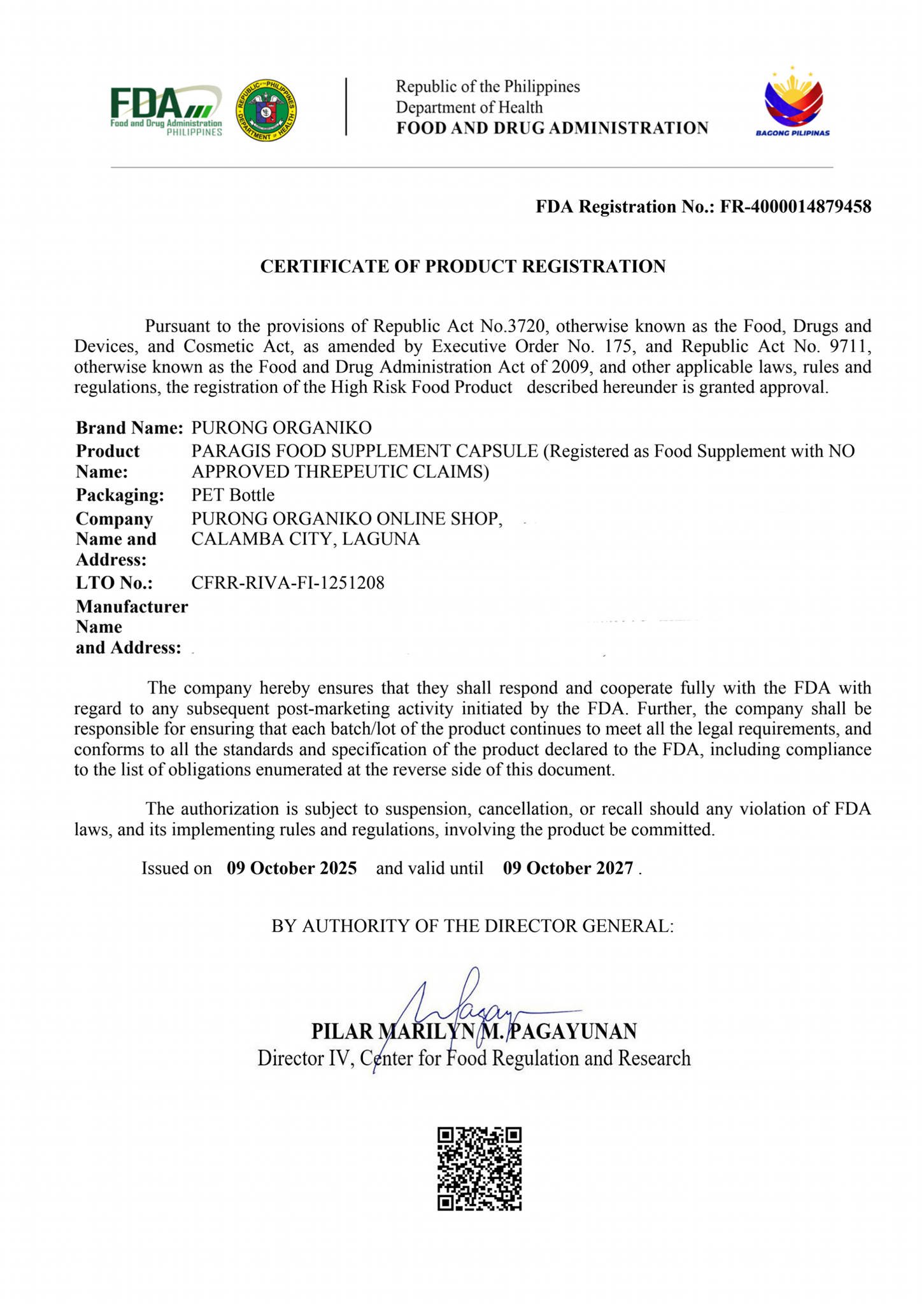 PARAGIS CAPSULES by purong organiko | 100 Capsules 500mg | FDA REGISTERED